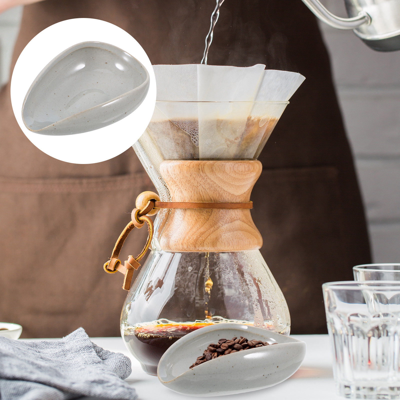 Coffee Tea Leaf - Ceramic Coffee Bean Tray Dosing Cup