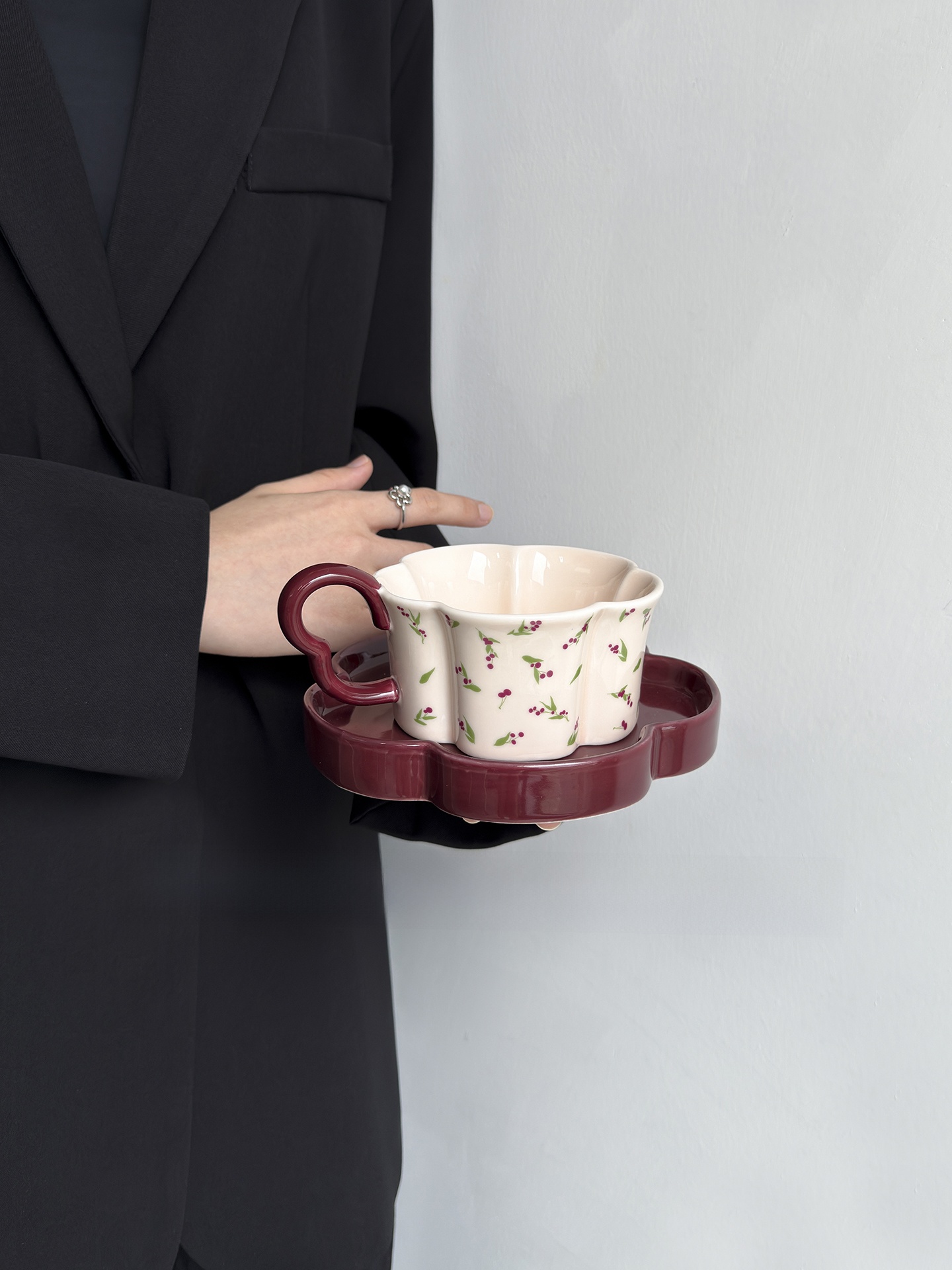 Retro Cherry Ceramic Coffee Cu - đánh giá và giá Young Tea Coffee
