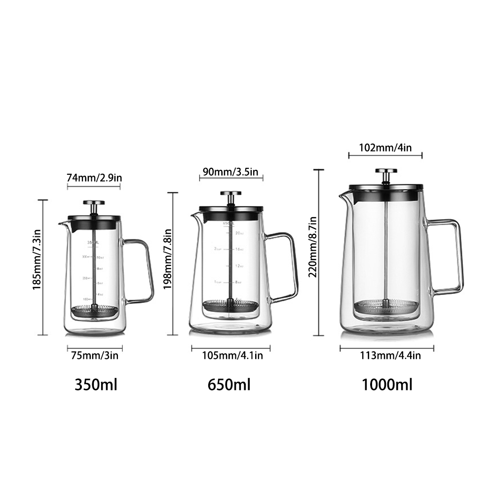 Double Layers French Press Pot - đánh giá và giá Coffee Tea Pot